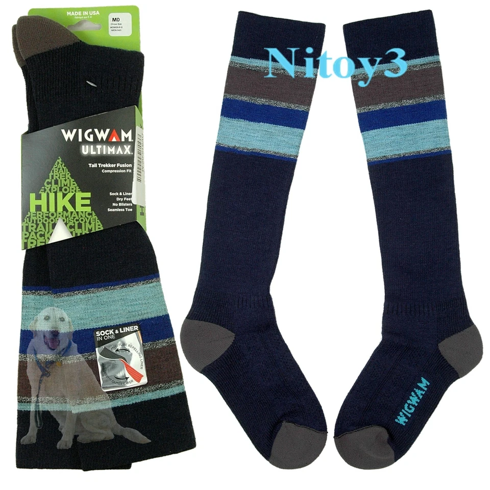 Wigwam Tall Trekker Fusion Hiking All-In-One Sock-Liner Over Calf Unisex Medium - Image 1 of 1