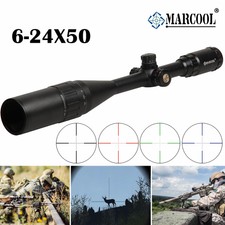 adlMarcool 6-24X50 AOIRGBL Optics Rifle scope RGB Illuminated Retical Fiber Hunt