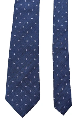 Corbata ajustada John Varvatos para hombre Leone azul marino punteada mezcla de seda Italia $188 Foto 1 de 4