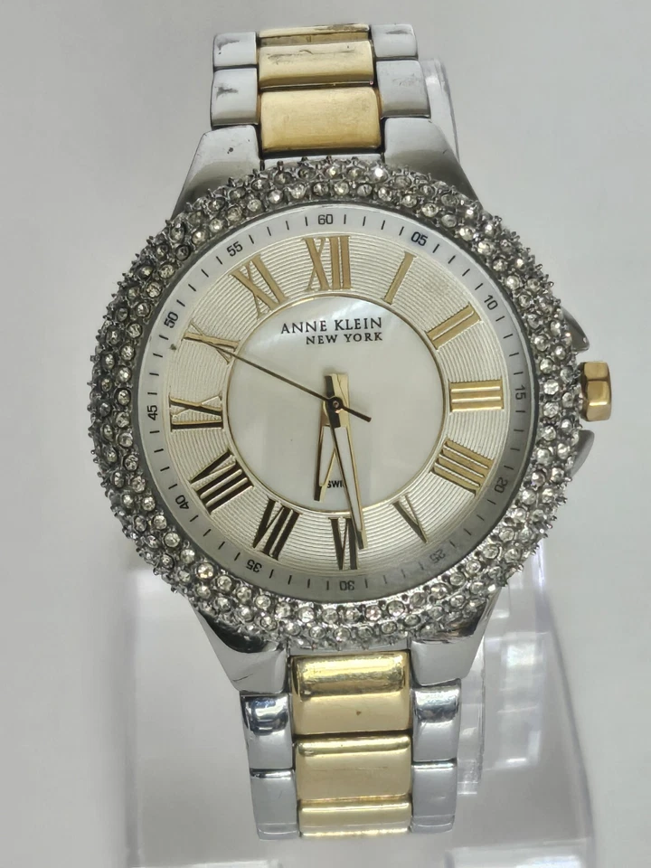 华丽的瑞士 Anne Klein 12/2155 施华洛世奇水晶全新电池运行良好  — 第 1/4 张图片