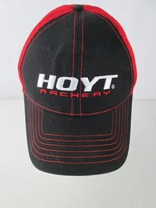 HOYT ARCHERY Bow Hunting Cap Hat Black Red Embordered Adjustable - Picture 1 of 6