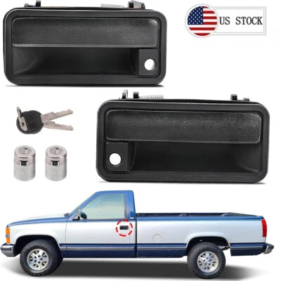 Pair Exterior Door Handle w/Lock Cylinder For Chevy/GMC 1500-3500 88-94 15742229 - Image 1 of 4