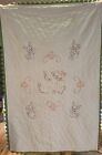 ViNTAGE Baby EASTER Quilt HAND STITCHED Embroidered Rabbits Bunnies Scallop Edge