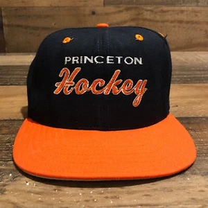VTG Princeton Tigers Hat Fitted 7 1/4 New Era Player Issued Early 90s Hockey #16 - Picture 1 of 12