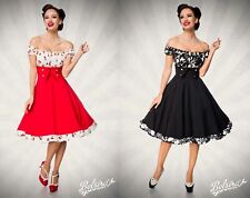 Belsira Schulterfreies Swing-Kleid Frauen Mittellanges Kleid schwarz/rot/weiß XS