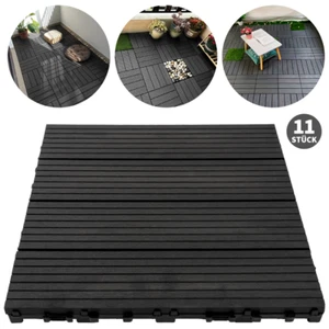 BODENFLIESE AUS KUNSTSTOFF IN SCHWARZ KLICKFLIESE TERRASSENFLIESE GARTEN BALKON - Bild 1 von 9