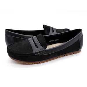 Patrizia Spring Step Penny Loafers Womens 8 Black Faux Suede Slip On Flat Shoes - Picture 1 of 11