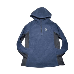 SPYDER Frontier Hooded 1/4 Zip Fleece Men's Sz Med Lined Waffle Knit w/ Pockets - Picture 1 of 10