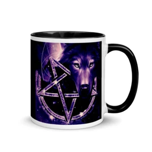 Mug with Color Inside wolf spirit guide wolf pentagram witchy magick wolf wolves - Picture 1 of 3