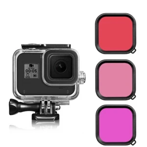 60M Wasserdichtes Case Tauchgehäuse mit Objektivfiltern für GoPro 8 Schwarz - Bild 1 von 11