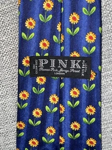 Thomas rosa Krawatte Herren Handarbeit London blau AOP Sonnenblume Seide geometrisch Blumen - Bild 1 von 12