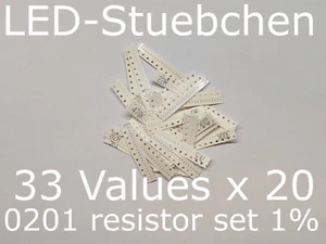 SMD Widerstandssortiment 0201 1%, 33 Werte x 20 Stück = 660 Stück - Picture 1 of 1