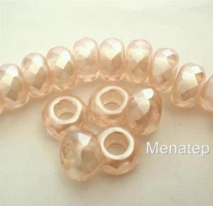 4(Four) 8 x 13 mm Large Hole Rondelle Beads: Pearl Coated - Honey Glaze - Picture 1 of 1