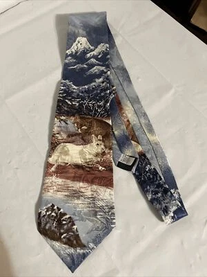 Corbata de cuello para hombre especies en peligro de extinción aproximadamente 56X4” seda zorro rojo raqueta de nieve liebre. Cerrar Foto 1 de 4