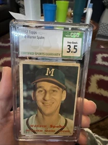 1957 Topps #90 Warren Spahn Milwaukee Braves Salón de la fama Calificado 3,5 En muy buena condición+ - Imagen 1 de 2
