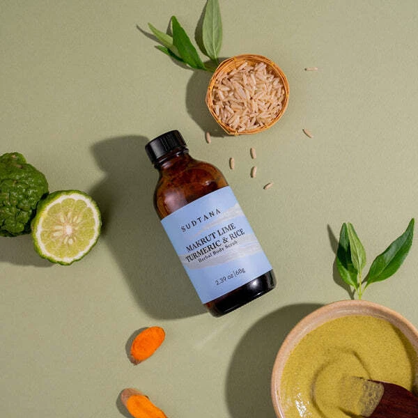 SUDTANA MAKRUT LIME, TURMERIC & RICE HERBAL BODY SCRUB 2.39 oz. - Image 1 of 1