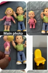Fisher Price Mi Primera Casa de Muñecas Lote 4 Muebles Muñecas Mamá Papá Bebé En Rosa 2005 - Imagen 1 de 15