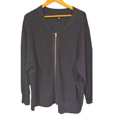 Lands End Black Knit Zip Front Cardigan Sweater 3X Plus Size casual date night - Image 1 of 4