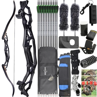 Archery 62" Recurve Bow 30-60lbs Takedown Carbon Arrows Shoot American Hunting - Image 1 of 4