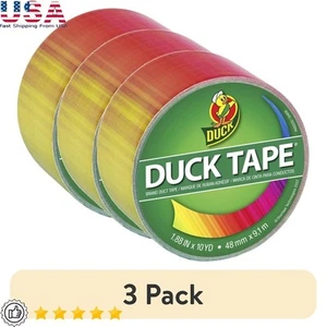 3 Pack Printed Duct Tape Ombre Rainbow Heavy Duty DIY Craft Repair Tape New - Picture 1 of 8