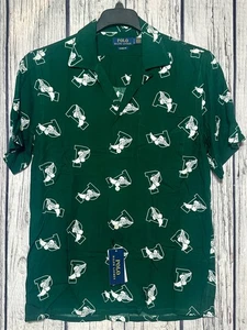 Polo Ralph Lauren P-Wing 1992 Stadium Viskose Grafik Camp Shirt Grün Herren S - Bild 1 von 8