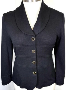 Nice St John Knit jacket black logo buttons NWOT size 10 - Picture 1 of 4