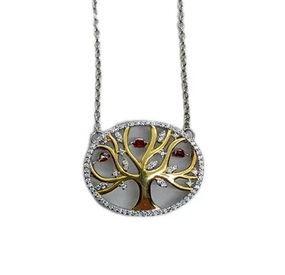 Collar colgante Savvy Cie árbol de la vida - plata de ley - cristal original $79 Foto 1 de 4