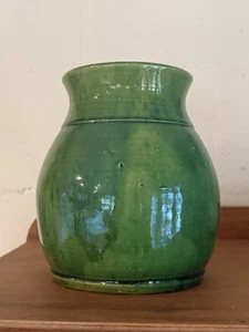 John Campbell Pottery Large Ovoid Vase Vintage Tasmanian Green Glaze Australian - Picture 1 of 9