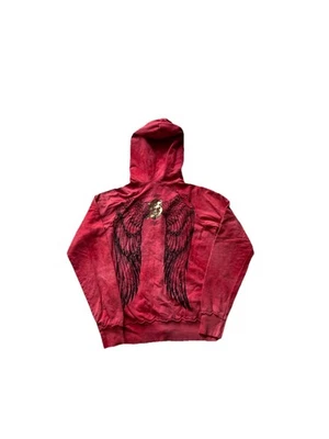 VTG Sinful Womens Y2K Angel Wings Full Zip Red Hoodie Size Medium - Image 1 of 4