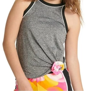 Justice Sport Gray high neck Tank Top Scrunchie small 7/8 - Picture 1 of 6