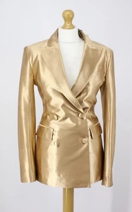 ROTATE WOMENS AUGUSTINA METALLIC DOUBLE BREASTED BLAZER UK 8 GOLD RRP £320 IB - Picture 1 of 11