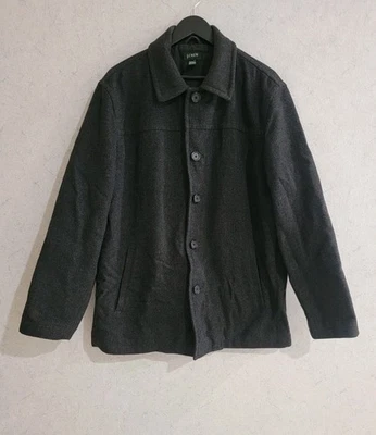 Abrigo J Crew Para Hombre Grande Gris 100% Lana Abotonable Abrigo Coche Clásico Bolsillos Forrado Foto 1 de 4