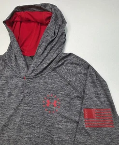 Under Armour Henley Hoodie Mens 2XL Gray Snap Freedom Flag Graphic Limited Use - Picture 1 of 10