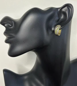 Pendiente de zafiro esmeralda diamante plata esterlina 925 sobre oro amarillo R de diseñador - Imagen 1 de 6