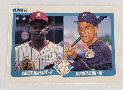 1990 Fleer Baseball Prospects Moises Alou RC #650 Chuck McElroy Pirates Phillies - Image 1 of 3