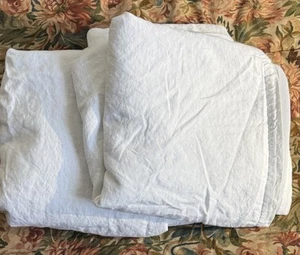 2 West Elm Linen Curtains White Blackout 48 In X 96 In - Picture 1 of 11
