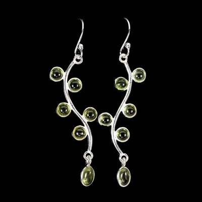 925 Sterling Silver Earrings Oval Peridot 6x4mm Natural Gemstone Jewelry - Image 1 of 4
