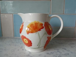 EMMA BRIDGEWATER ORANGE RANUNCULUS FLORAL 1 1/2 PINT JUG 5 1/2" Tall - Picture 1 of 6