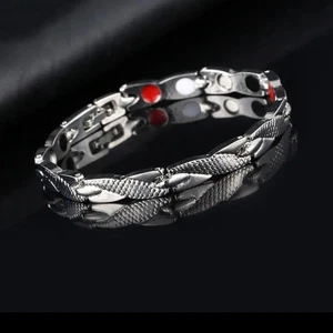 Casual Retro Fashion Dragon Pattern Magnetic Bracelet Silver Tone - Picture 1 of 16
