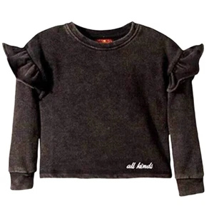 7 For All Mankind Mädchen Rüschen Sweatshirt in gewaschenem Schwarz Größe 6 UVP $ 40 - Bild 1 von 4
