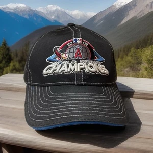 LA ANAHEIM ANGELS 2002 WORLD SERIES CHAMPIONS BLACK CAP/HAT OFFICIAL CLUB COLL. - Picture 1 of 15