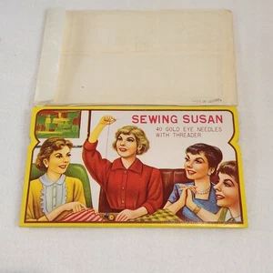 Vintage Nähen Susan Nadelbuch Goldaugen Nadeln mit Einfädler Damen Nähen 40 Teile - Bild 1 von 8