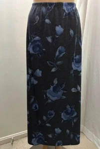 NOTATIONS Vintage NWT Women's Size XL Blue Floral Elastic Waist Long Skirt - Picture 1 of 10