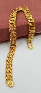 Men Gold Bracelet 22K Miami Cuban Flexible Hollow Men Gold High Finish Bracelet - Picture 1 of 5
