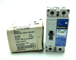 NEW CUTLER HAMMER HFWF2050L INDUSTRIAL CIRCUIT BREAKER 690-VAC 2-POLE 50-AMP - Picture 1 of 7
