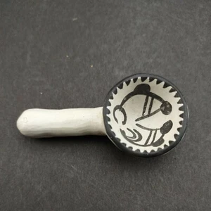 Miniatur Replik Keramik schwarz & weiß handgefertigte Löffelpfanne 2,5" lang gute CNDT - Bild 1 von 7