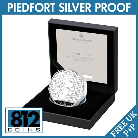 Alan Turing 2022 PIEDFORT Silver Proof 50p Brand New Coin Enigma Mind LGBTQ+ Cover