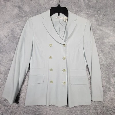 Blazer Tahari Mujer 4P Petite Doble Pecho Chaqueta Mezcla Lana Espuma de Mar Foto 1 de 4