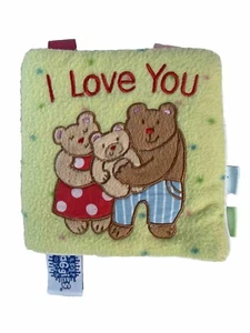 Vintage TAGGIES Baby Plush Security Book Toy ‘I LOVE YOU’ Teddy Bears Polka Dots - Picture 1 of 6