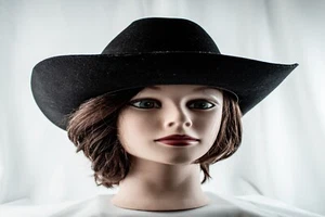 DYNAFELT SILVER SPUR Water Repellent Black Solid Wool Men Cowboy Hat Size M 7 - Picture 1 of 13